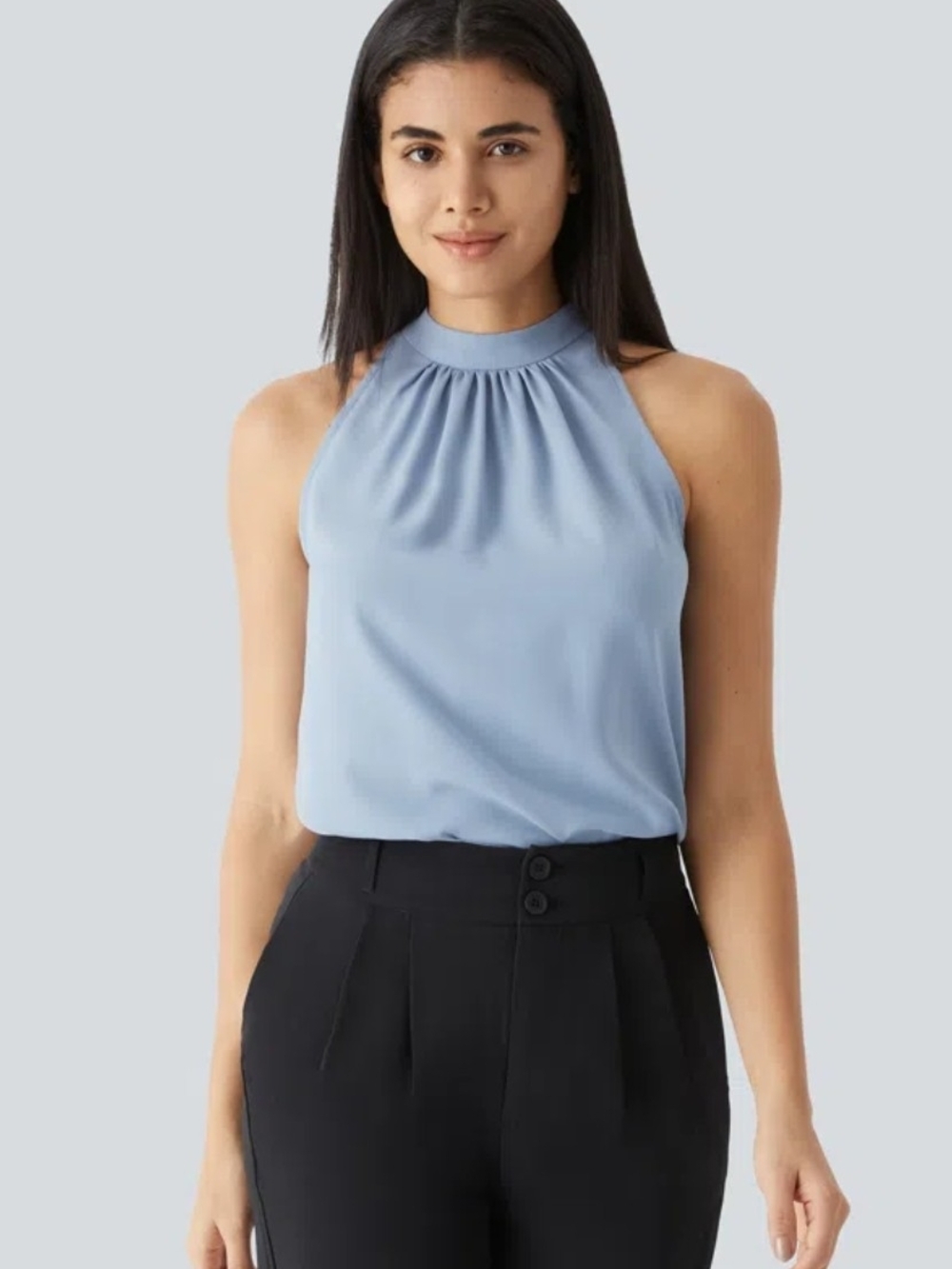 NWT Med HALARA  High-Neck Sleeveless Blouse